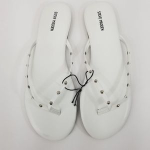 Steve Madden Tay White Studded Flip Flops